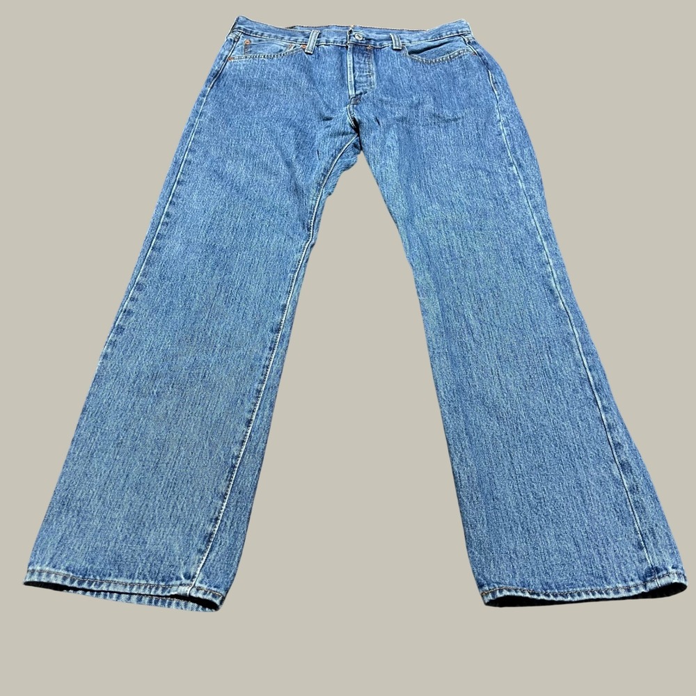 Levi's 501 Original Fit Mens Jeans 36x30 Medium‎ Wash Blue Straight Leg Denim